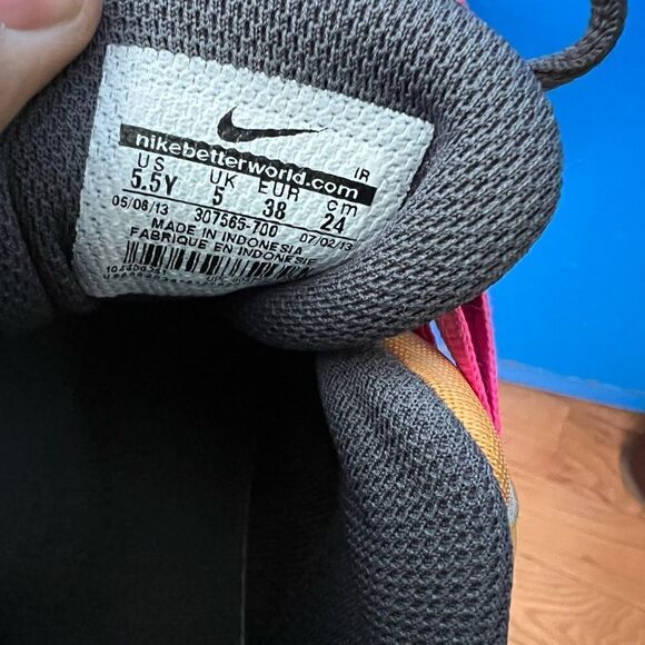 Pre-owned Sz 5.5 Y Youth GS Nike Air Max 95 Gold Pink Anthracite Run 307565-700 - Picture 6 of 6